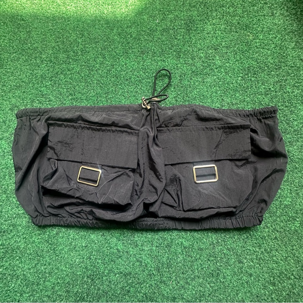 Black Utility Strapless Tube Top with Pockets – Streetwear Techwear Gorpcore